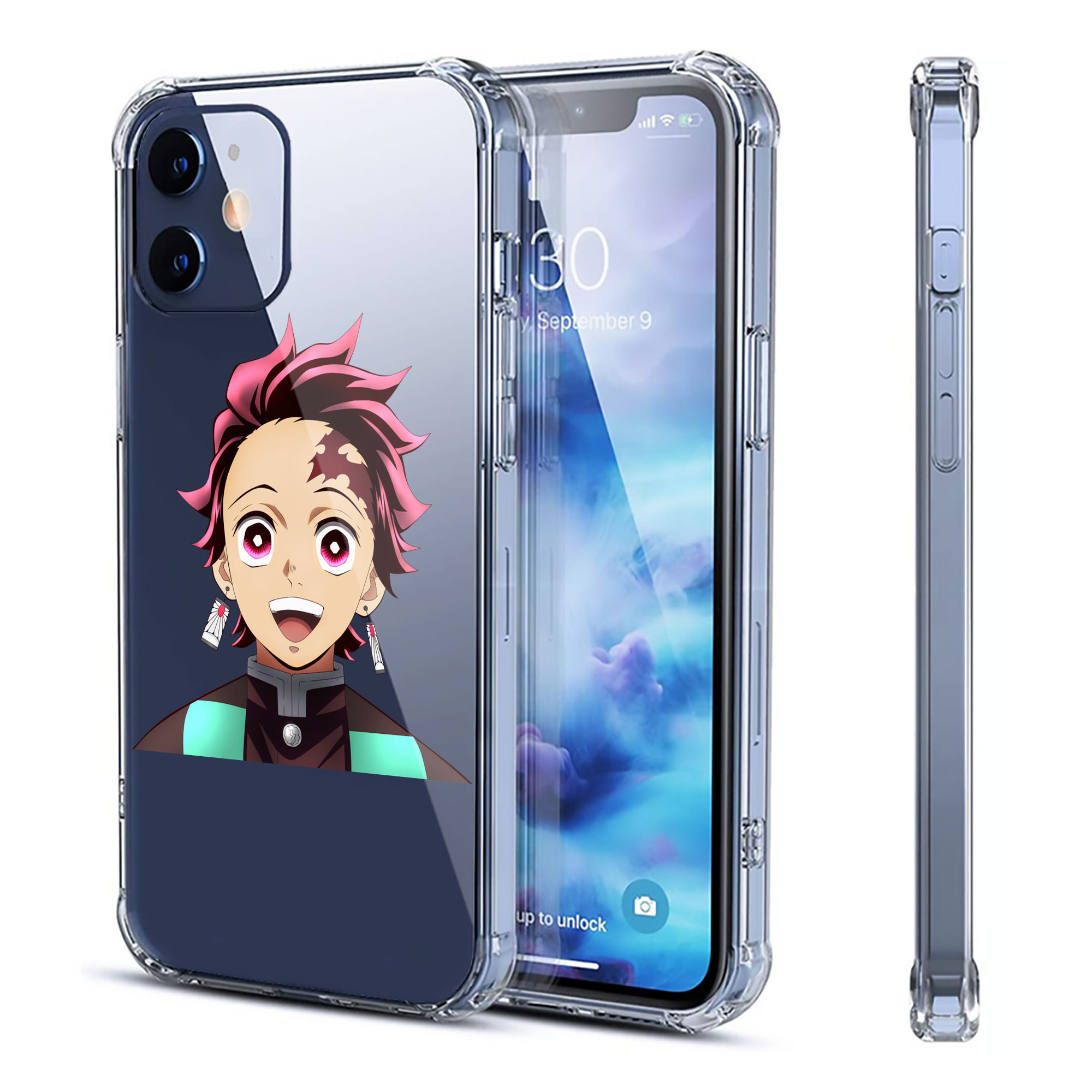 （画像用） 鬼滅の刃 竈門 炭治郎／かまど たんじろう Kamado Tanjirou 【iPhone 12シリーズ対応】透明スマホケース（クリアソフトケース）